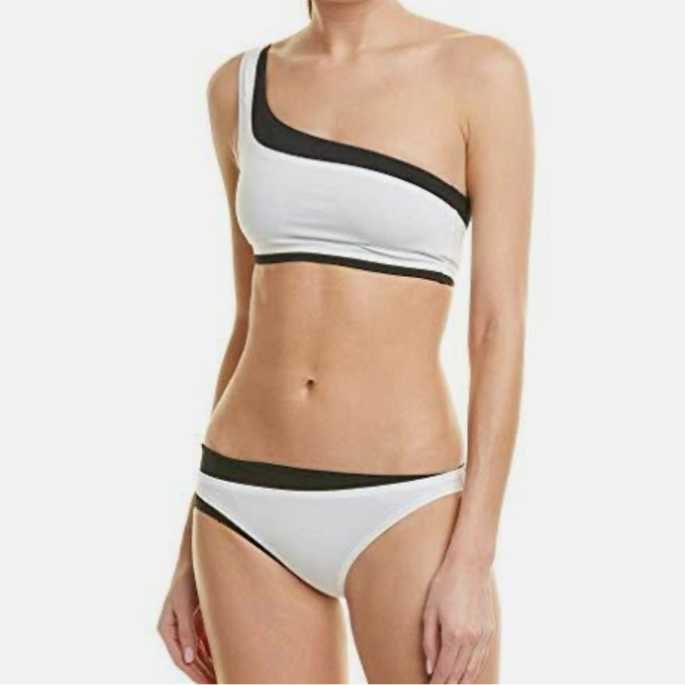 Proenza Schouler Womens 2Pc One-Shoulder Bikini Set, Small, Black